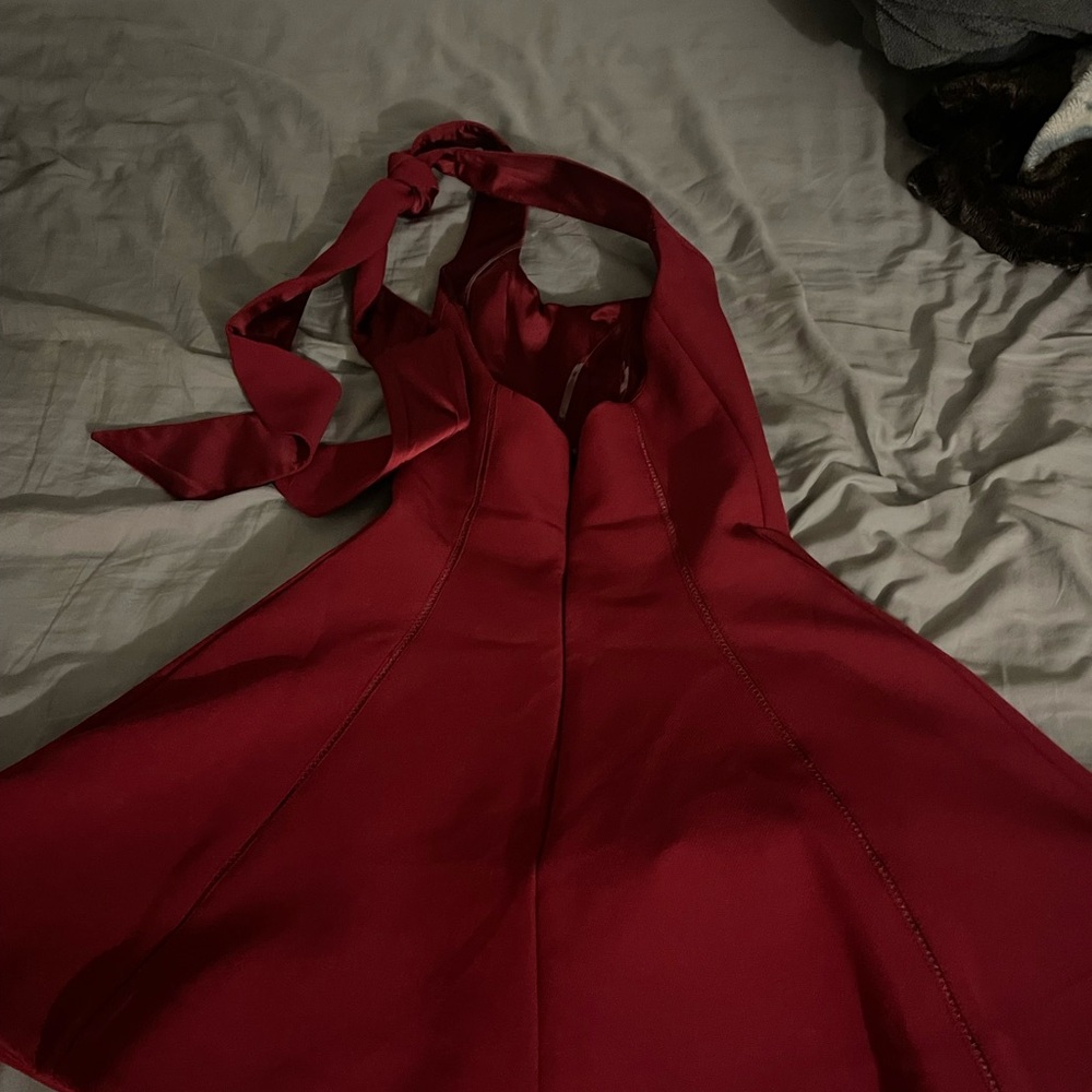 Elegant Red Halter Dress